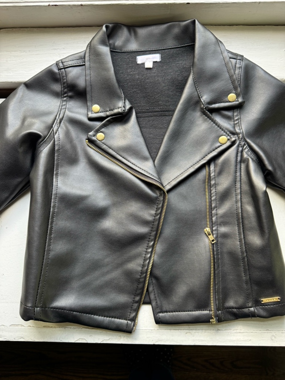 Tahari Black Faux Leather Jacket for Girls, size 7